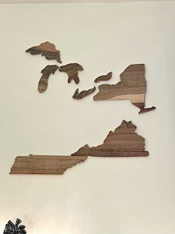 Streetwood Design Great Lakes, Tennessee, Virginia, New York, State Wood Sign Cutout Wall Art Decor