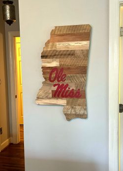Streetwood Design Mississippi Ole Miss Football State Wood Sign Wall Art Decor