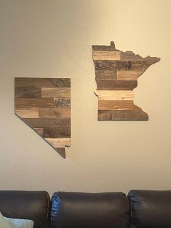 Streetwood Design Nevada and Minnesota wood sign cutout wall art decor